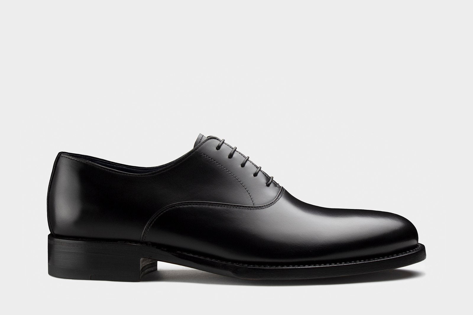 Santi Black Semi Wholecut Oxfords Italian Bespoke Shoes